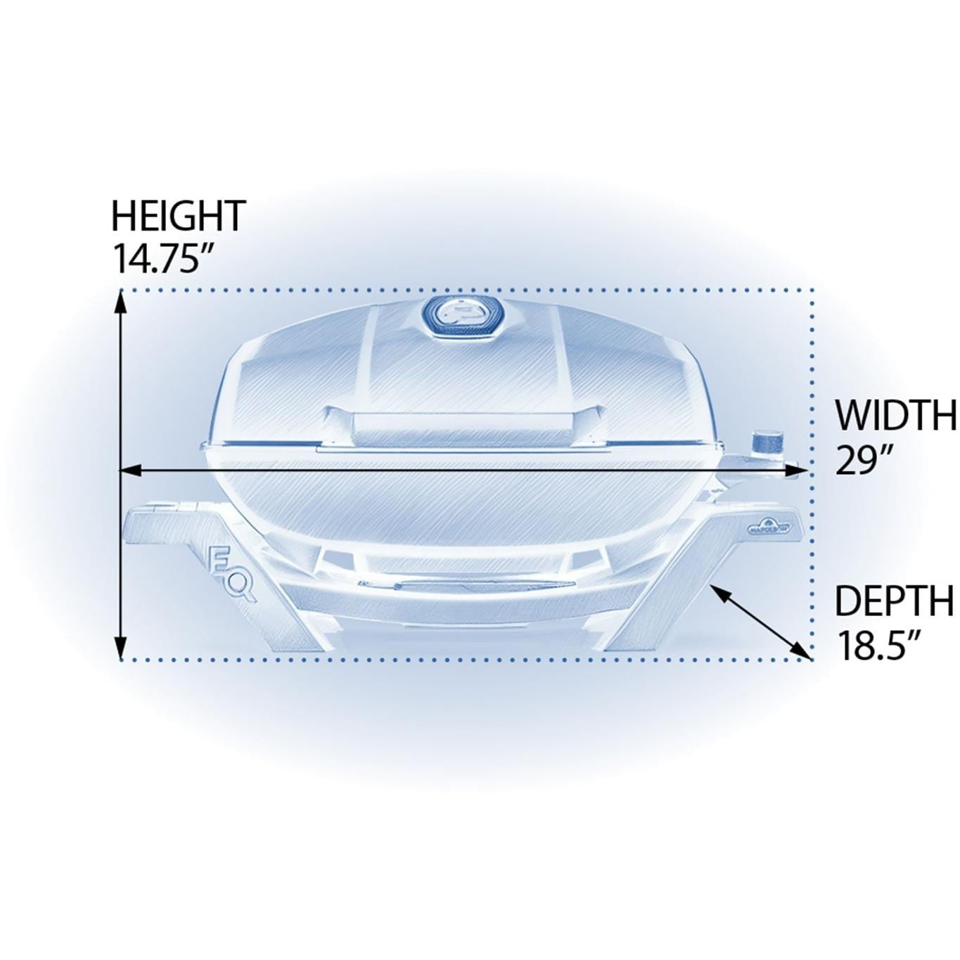 Napoleon - PRO285E-BK - TravelQ Pro 285 Electric - Black - Dimensions - Diagram