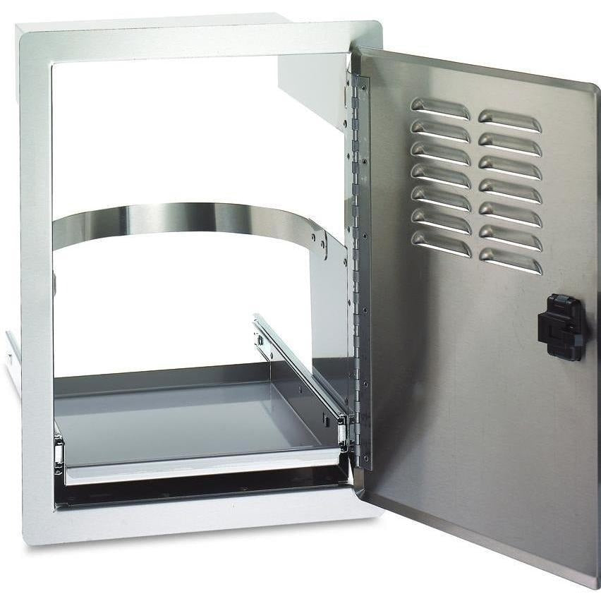 Fire Magic Legacy Stainless Louvered Door With Tank Holder - Open View