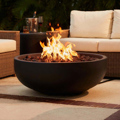 38 Inch Round Concrete Fire Bowl in Phantom By Blaze - Close Up - Lifestyle