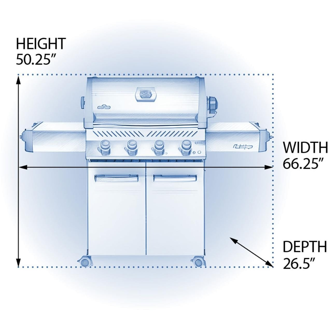 Napoleon Prestige 500 Gas Grill - Dimensions - Diagram