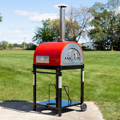 WPPO Hybrid 25-in Wood/Gas-Fired Oven - Red - WKE-04WG-RED - Shown w/ Out Attachment - Lifestyle