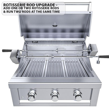 Sunstone Ruby3B Ruby 30-Inch 3-Burner Built-In Grill W/ Pro-Sear - Rotisserie Rod Upgrades (Sold Separately)