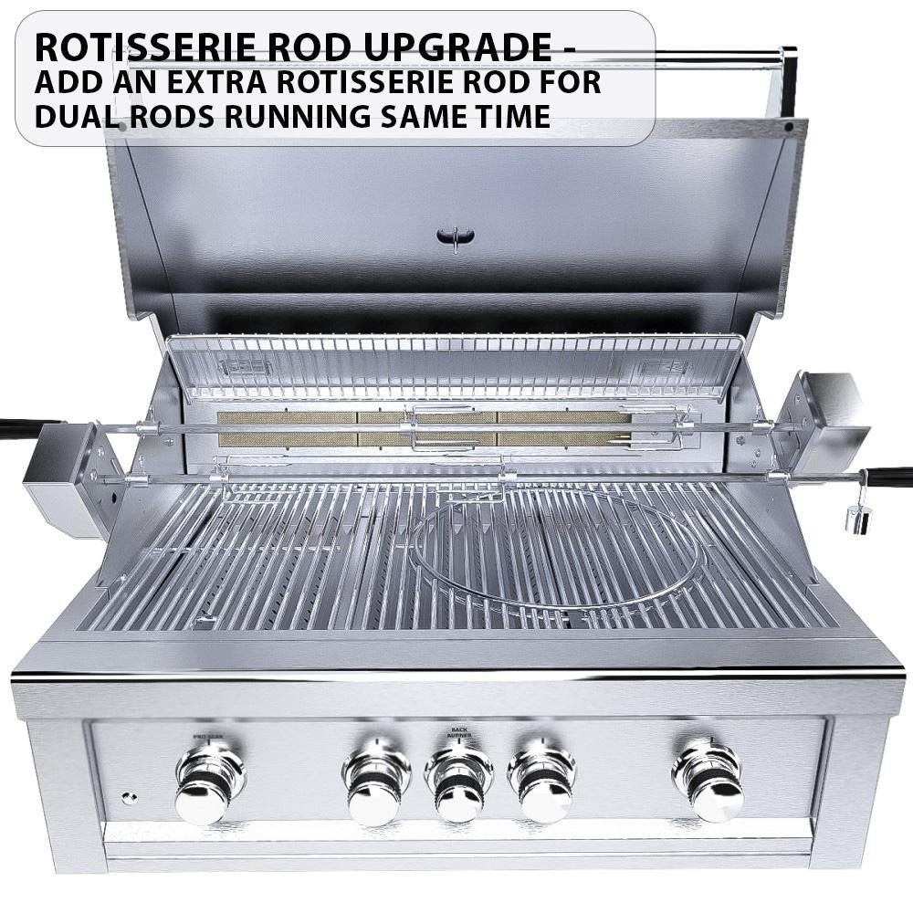 Sunstone Ruby4BIR Ruby 36-Inch 4-Burner Built-In Grill W/ Pro-Sear & Rotisserie - Rotisserie Rod Upgrades (Sold Separately)