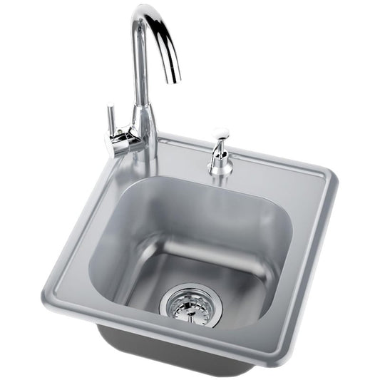 Sunstone 17 X 16 Outdoor Rated Stainless Steel Drop In Sink With Hot/Cold Faucet - A-SS17