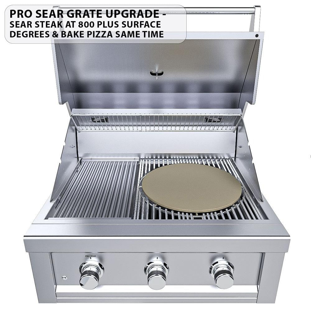 Sunstone Ruby3B Ruby 30-Inch 3-Burner Built-In Grill W/ Pro-Sear - Pro Sear Grate Upgrade (Available Separately)