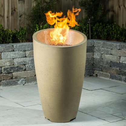 American Fyre Designs Eclipse 23-Inch Fire Urn - Cafe Blanco - Lifestyle - Fire Glass Sold Separately