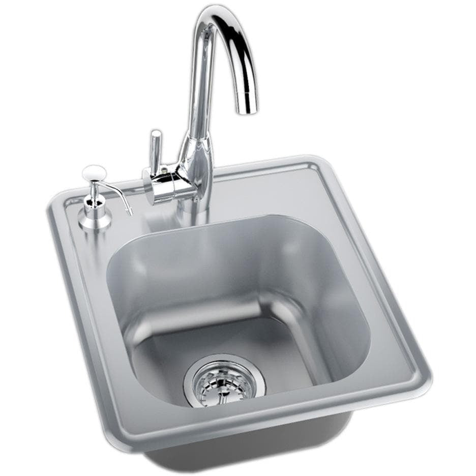 Sunstone 17 X 16 Drop In Sink With Hot/Cold Faucet - Overhead View With Center-Mounted Faucet