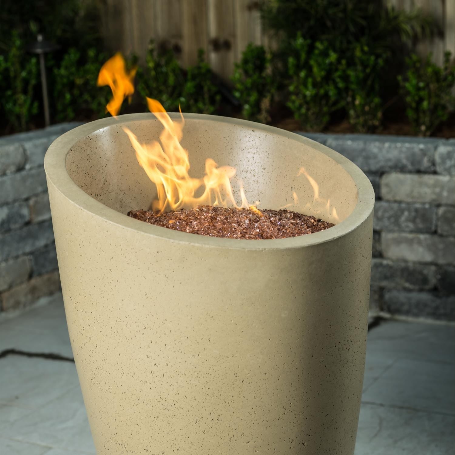 American Fyre Designs Eclipse 23-Inch Fire Urn - Cafe Blanco - Lifestyle - Fire Glass Sold Separately