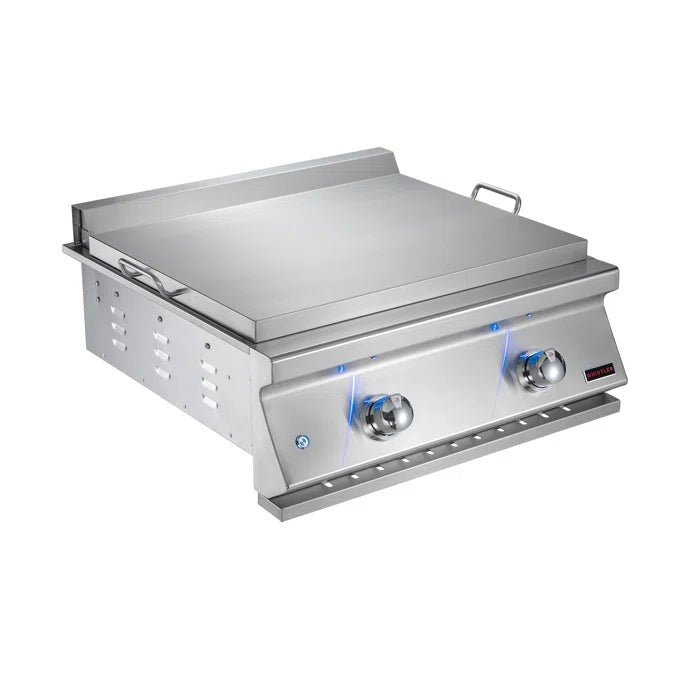 Bonfire Outdoor Whistler 28" 2-Burner Built-In Griddle - CBBGD - Angled View