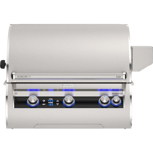 Fire Magic E660I-9E1N 30-Inch Built-In Natural Gas Grill w/ Rotisserie & Digital Thermometer - White Background