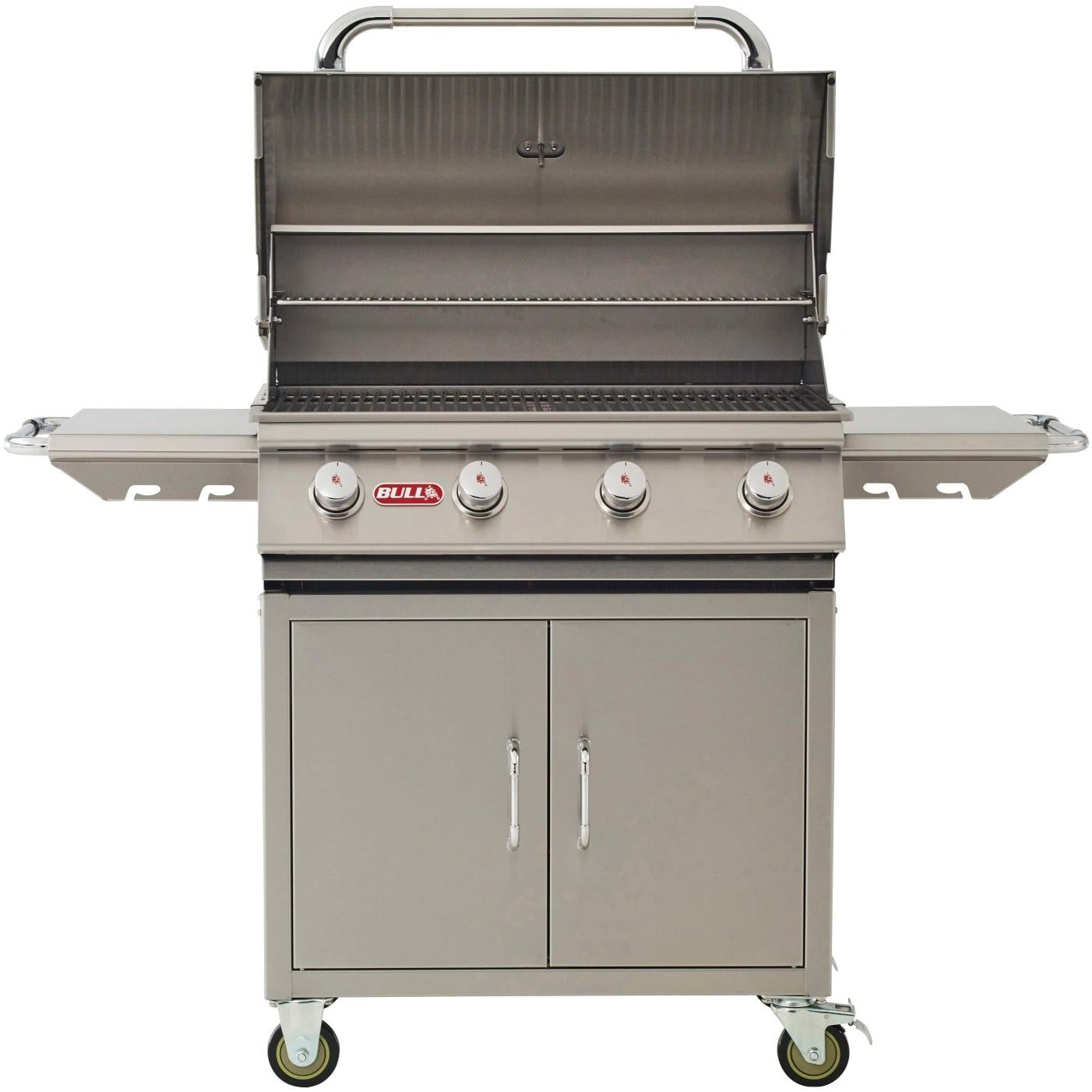 Bull 2600 Outlaw 32-Inch 4-Burner Freestanding Grill - Hood Open