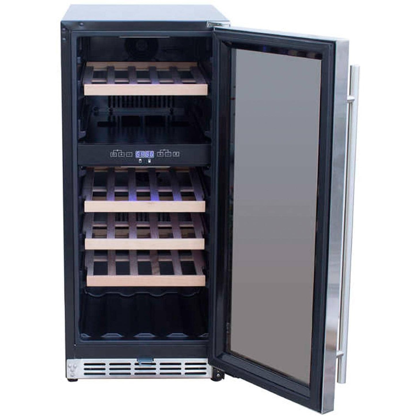 Summerset 15-Inch Outdoor Rated Dual Zone Wine Cooler - SSRFR-15WD - Open