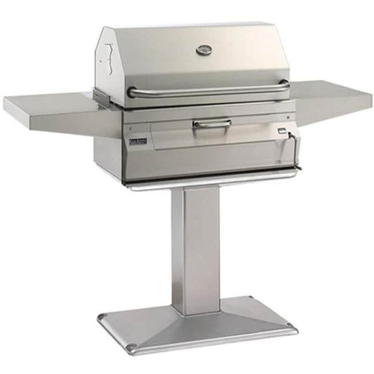 Fire Magic Legacy 24-Inch Meat Smoker Charcoal Grill On Patio Post