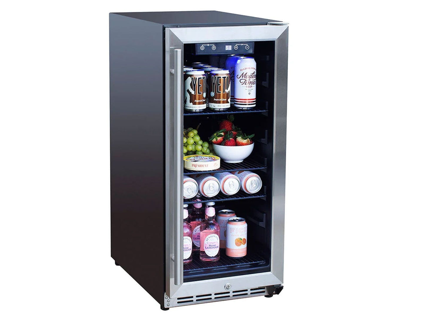 TrueFlame 15-Inch Outdoor Rated Fridge with Glass Door - TF-RFR-15G