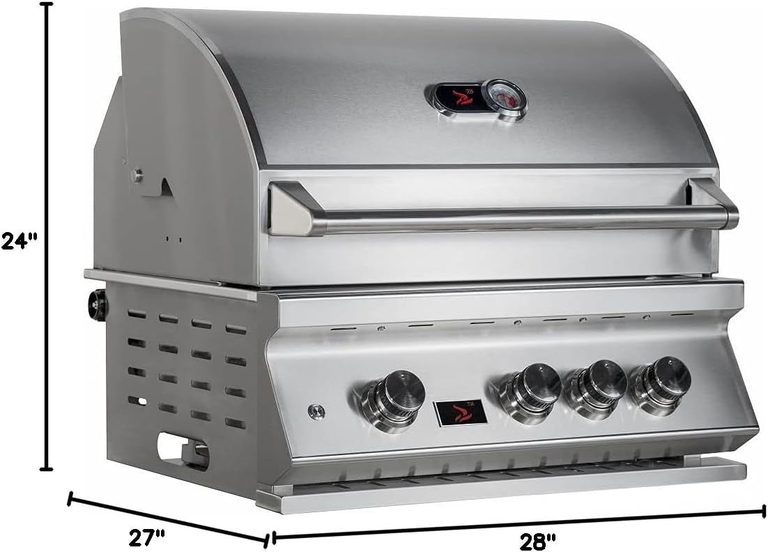 Bonfire 28" 3 Burner Built-In Grill with Rotisserie Kit - CBB3