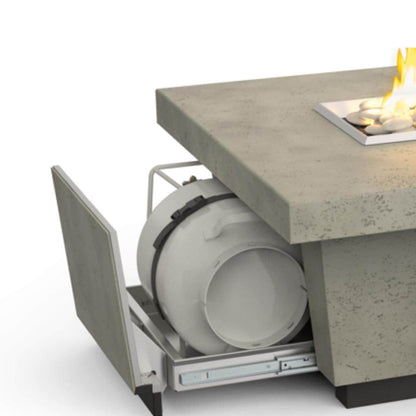 American Fyre Designs 785-LB-11-M4PC Contempo LP Select 62-Inch
Rectangular Propane Gas Fire Table -
Light Basalt - In Use (Shown W/ LP
Cylinder - Sold Separately)