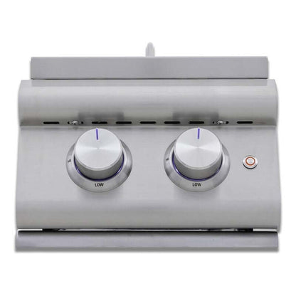 Blaze BLZ-SB2-LTE3 Premium LTE+ Stainless Steel Double Side Burner With Lid - Front View With Lid - White Background