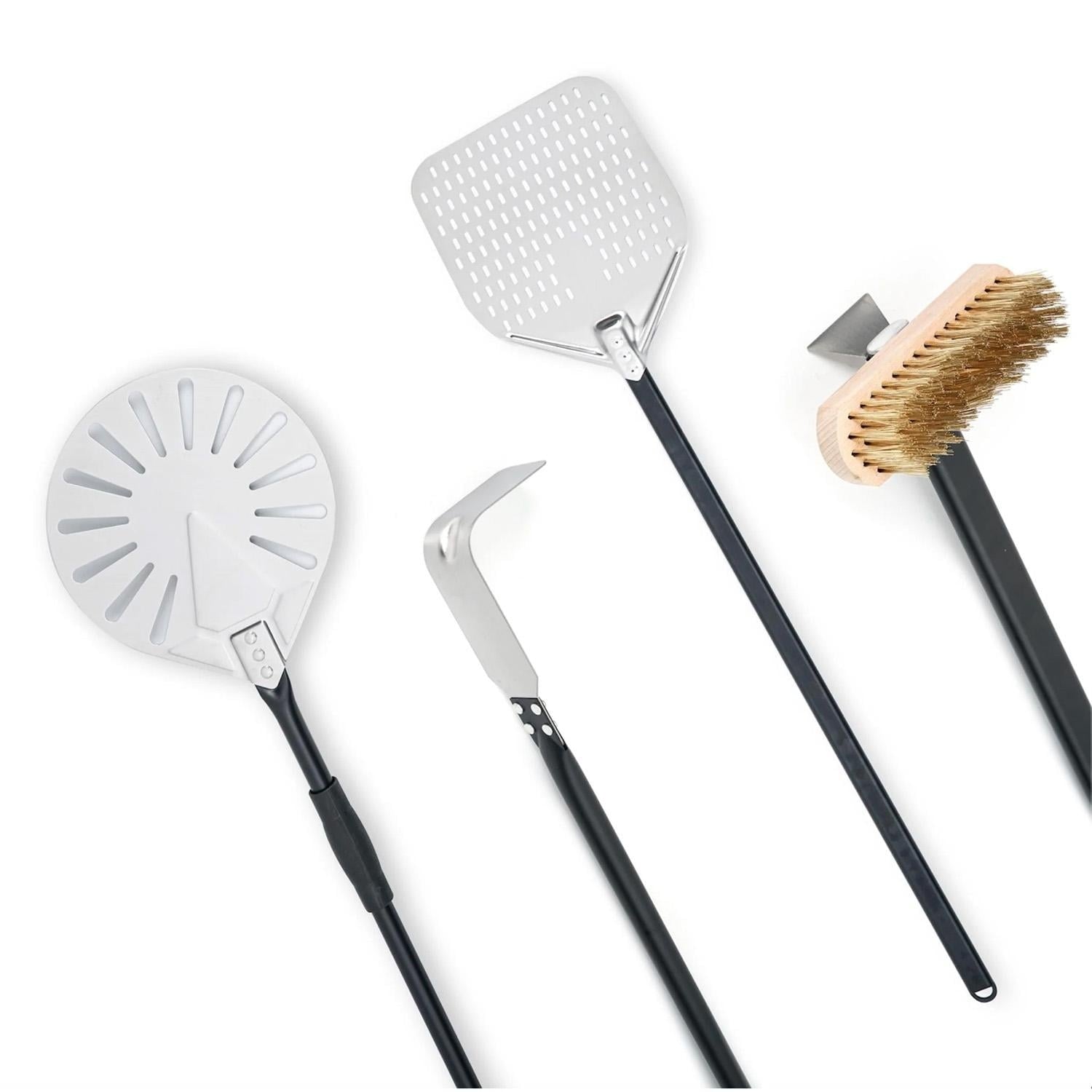 WPPO Pro Aluminum 4 Piece Wood-Fired Pizza Oven Utensil Kit - WKPA-01 - White Background