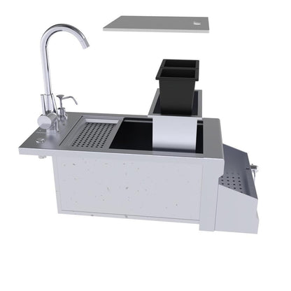 Sunstone B-RBC14 Ruby Series 14-Inch Bar Sink Cocktail Center Insulated Ice Chest Station - Side Exploded View