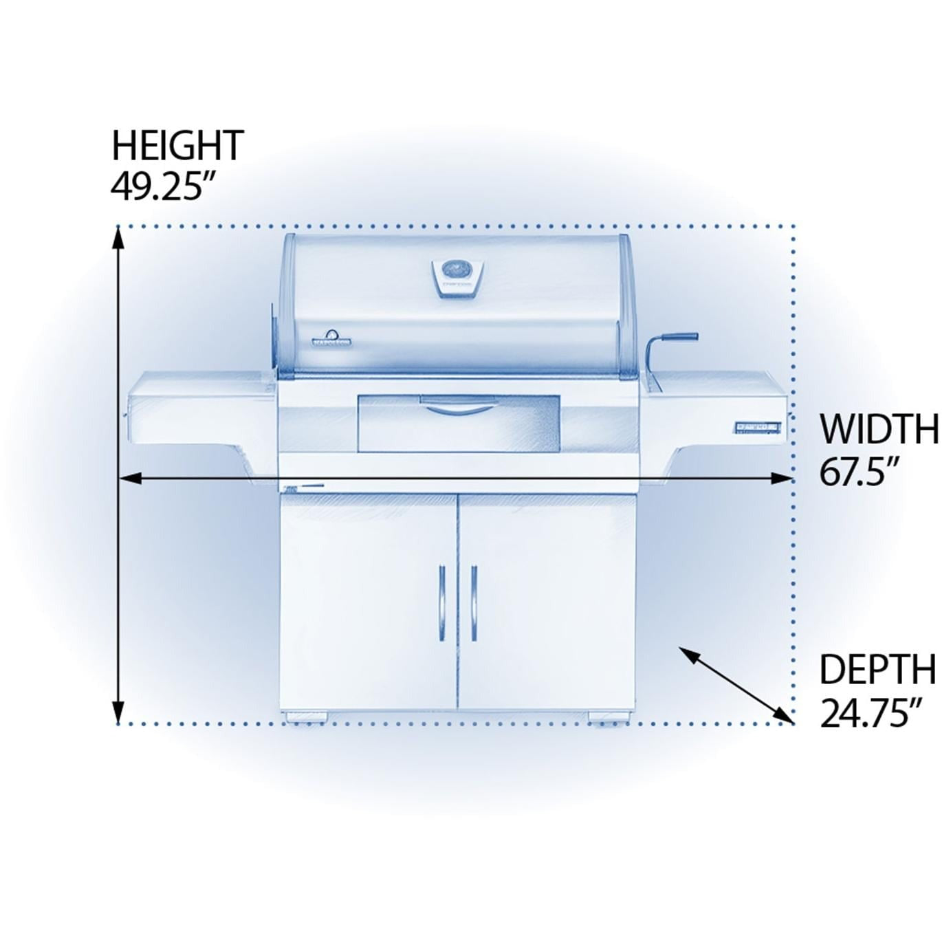 Napoleon Professional Charcoal Grill On Cart - Dimensions - Diagram