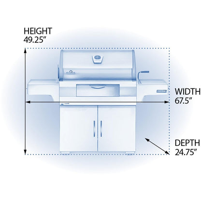 Napoleon Professional Charcoal Grill On Cart - Dimensions - Diagram