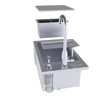 Sunstone B-RBC14 Ruby Series 14-Inch Bar Sink Cocktail Center Insulated Ice Chest Station - Under Counter Rear Exploded View