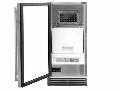 Summerset 15-Inch UL Outdoor Rated Ice Maker with Stainless Door - IM-15 - Open Door