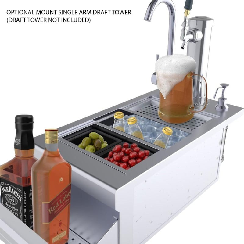 Sunstone B-RBC14 Ruby Series 14-Inch Bar Sink Cocktail Center Insulated Ice Chest Station - Optional Draft Tower (Sold Separately)