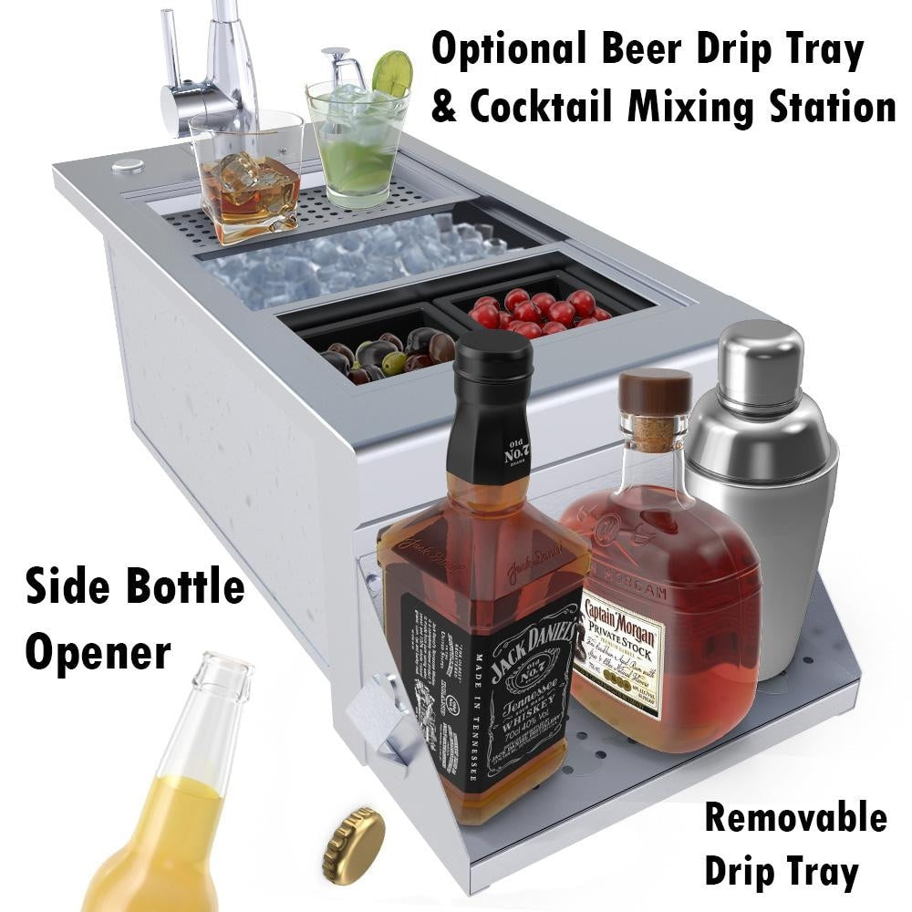 Sunstone B-RBC14 Ruby Series 14-Inch Bar Sink Cocktail Center Insulated Ice Chest Station - Optional Beer Drip Tray (Sold Separately)