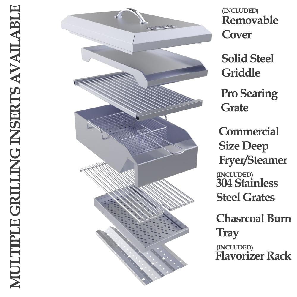 Sunstone SUN13CPRO-NG Ruby Series 13 Inch Natural Gas Companion Pro Burner W/Cooking Grates & Flavorizer Rack & LED Accent Light - Exploded View