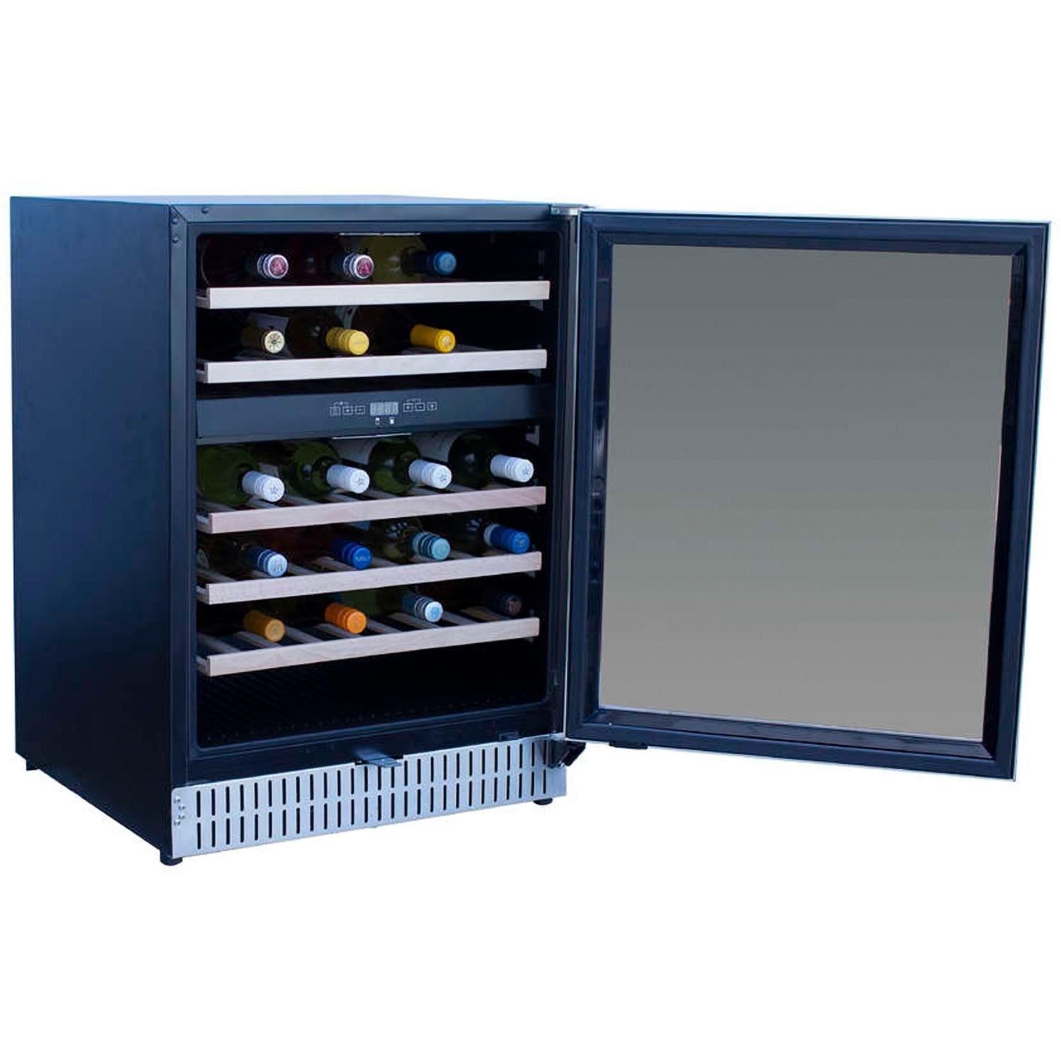 Summerset 24-Inch Outdoor Rated Dual Zone Wine Cooler - SSRFR-24WD - Angled View Open