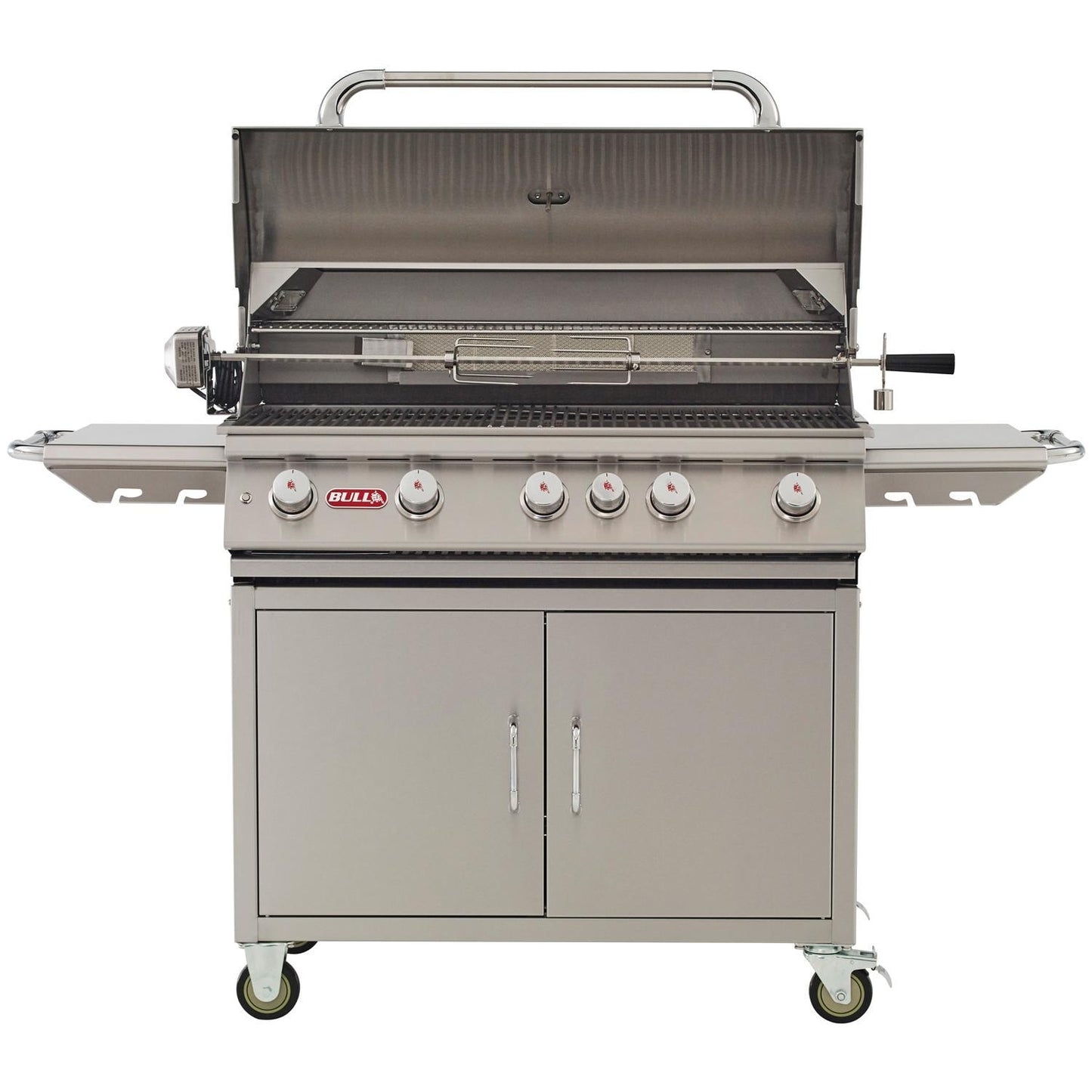 Bull 5500 Brahma 38-Inch 5-Burner Grill Cart - Front View W/ Hood Open