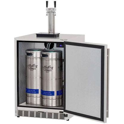 Summerset 25-Inch 6.6 Cu. Ft. Outdoor Rated Dual Tap Beer Dispenser/Kegerator - SSRFR-24DK2 - Open