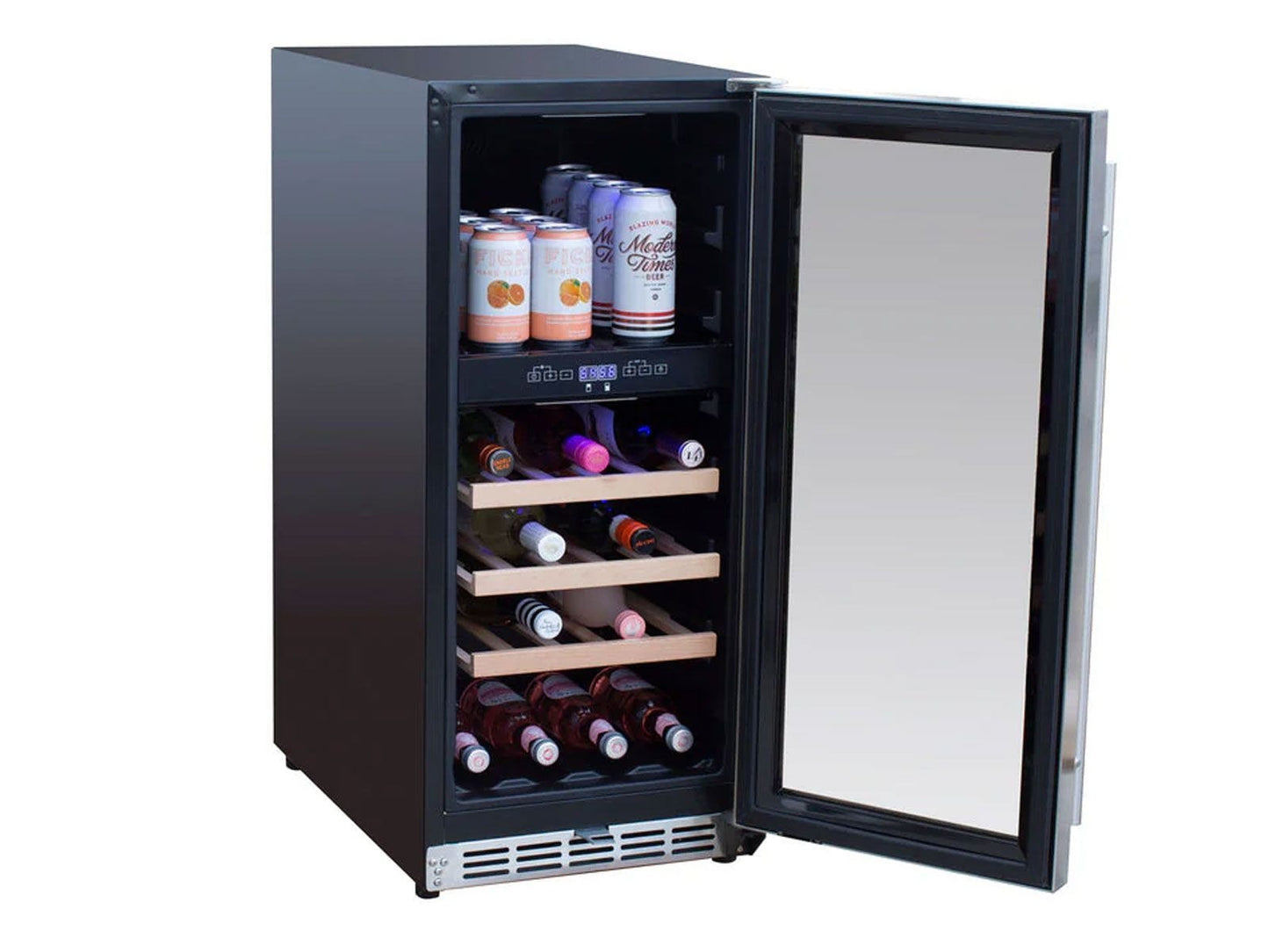 TrueFlame 15-Inch Outdoor Rated Dual Zone Wine Cooler - TF-RFR-15WD