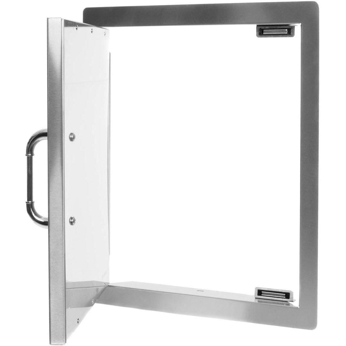 Bull 18-Inch Left Hinged Stainless Steel Single Access Door - Open View