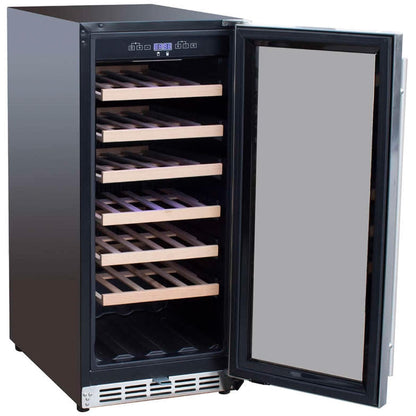 Summerset 15-Inch Outdoor Rated Wine Cooler - SSRFR-15W - Angled View Open