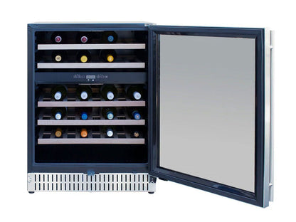 TrueFlame 24-Inch Outdoor Rated Dual Zone Wine Cooler - TF-RFR-24WD