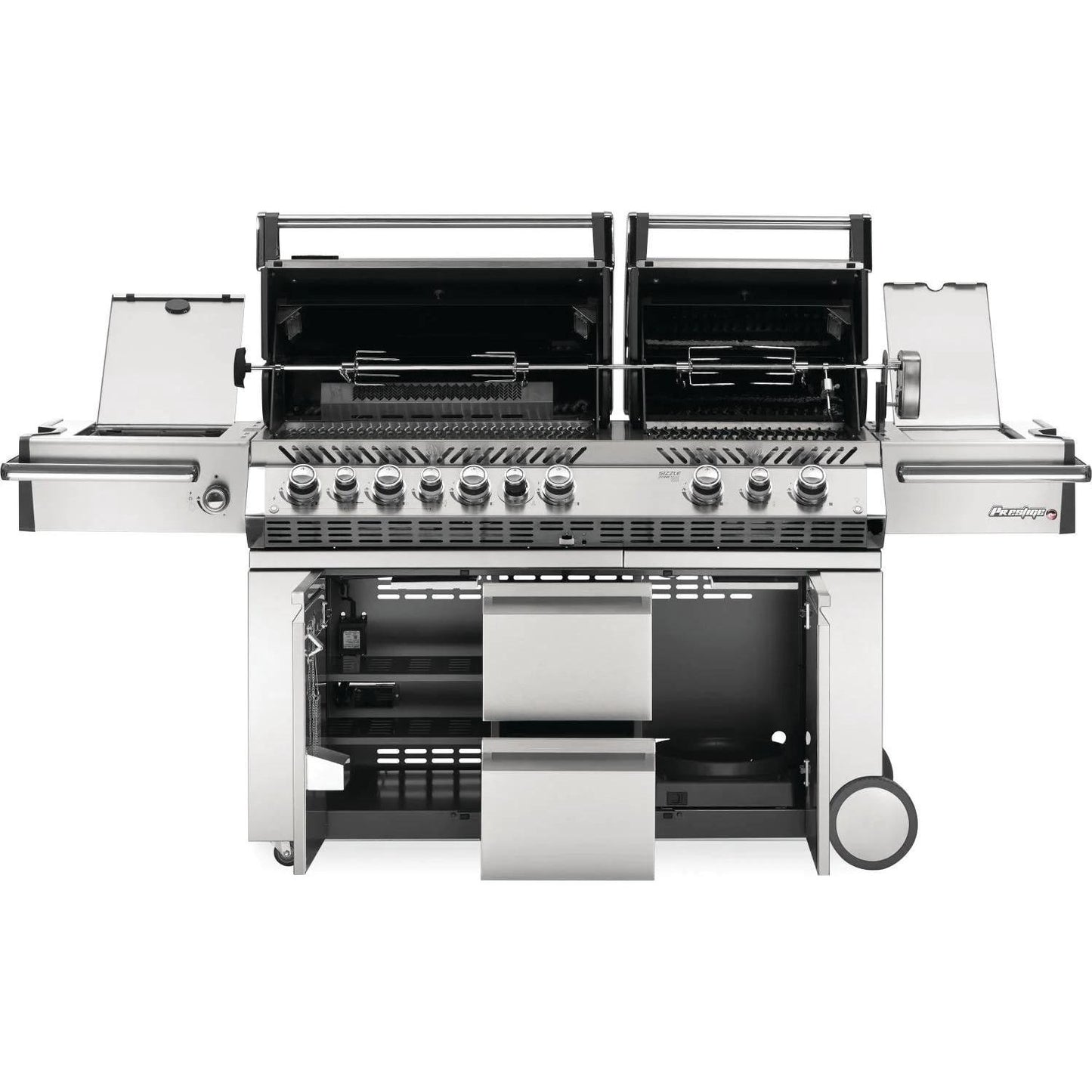 Napoleon PRO825RSBISS-3 Prestige PRO 825 Gas Grill w/Infrared Rear Burner, Double Infrared Sear Burner & Side Burner - Open View