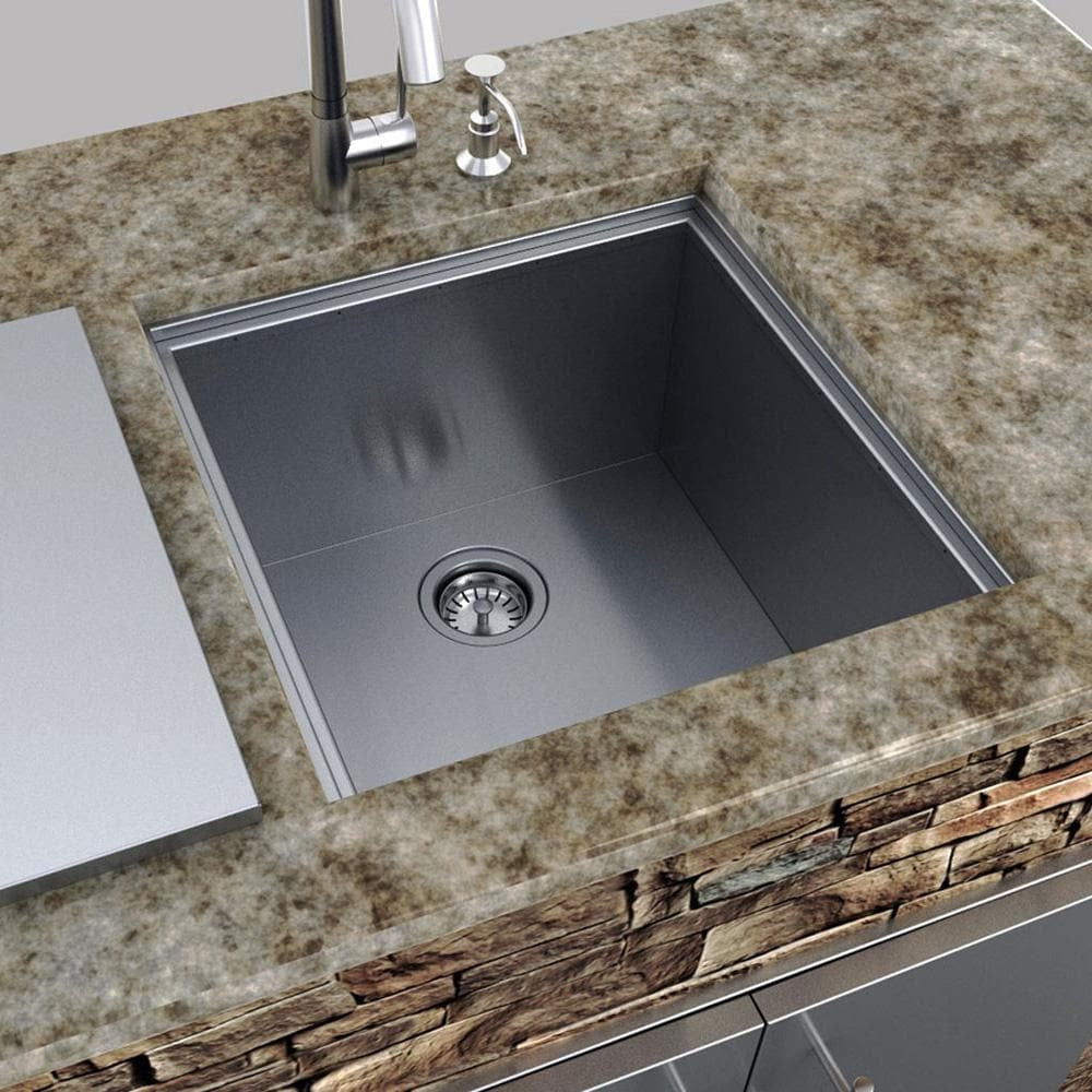 Sunstone 20 x 12 inch insulated basin sink with cover B-SK20 - Sink Installed in Countertop