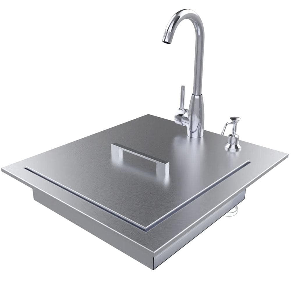 Sunstone ADASK20 20-Inch ADA Compliant Single Sink W/ Cover & Hot/Cold Faucet