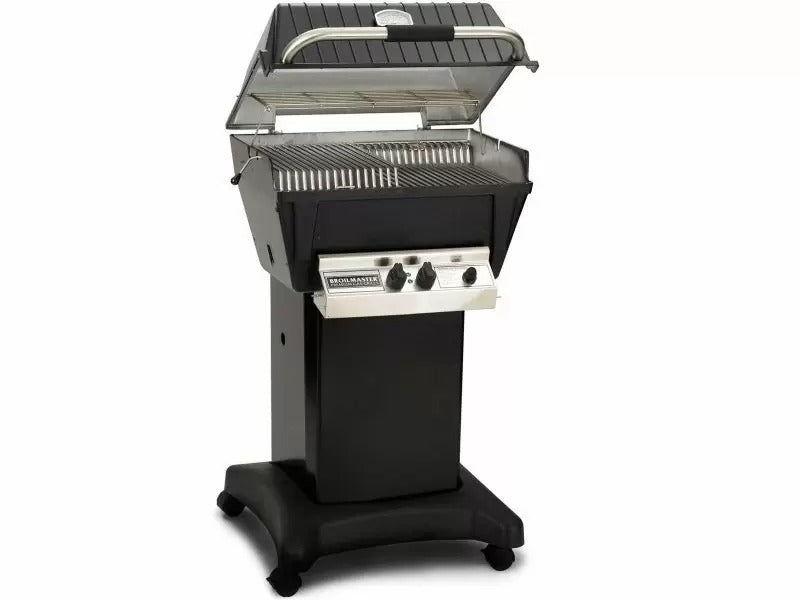 Broilmaster H3 Deluxe Gas Grill On Black Cart With Black Drop Down Side Shelf - H3PK1 - All Product View