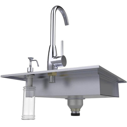 Sunstone ADASK20 20-Inch ADA Compliant Single Sink W/ Cover & Hot/Cold Faucet - Under Counter Rear View