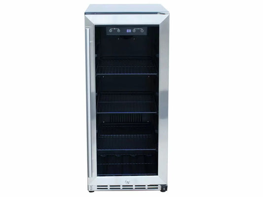 Summerset 15-Inch Outdoor Rated Fridge with Glass Door - RFR-15G - Front View