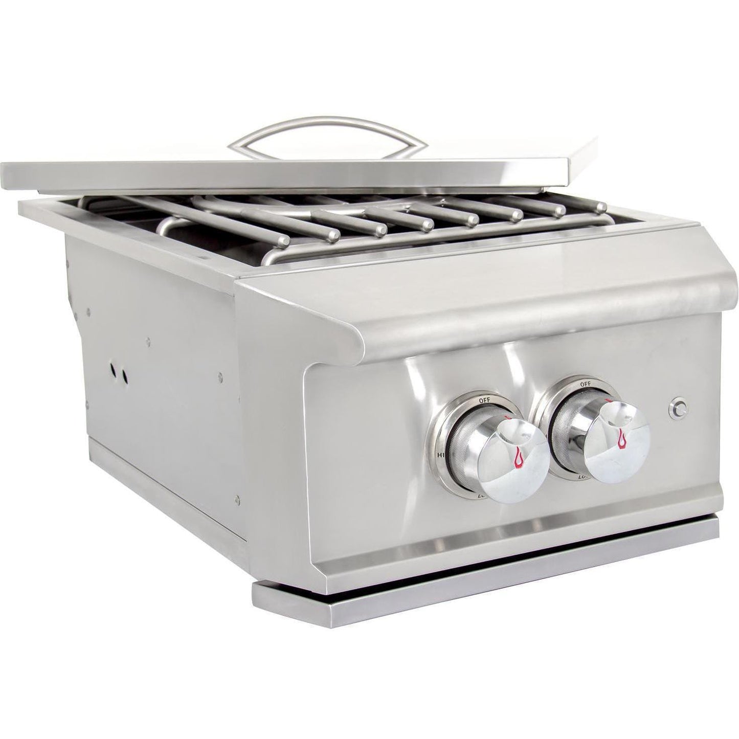 Blaze BLZ-PROPB Professional LUX Built-In Power Burner - Angled View With Stainless Steel Lid