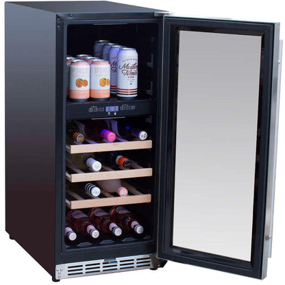 Summerset 15-Inch Outdoor Rated Dual Zone Wine Cooler - SSRFR-15WD - Angled View Open