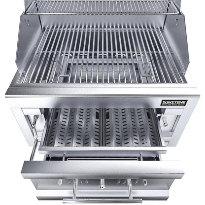 Sunstone SUNCHSZ28 Series 28 Inch Single Zone 304 Stainless Steel Charcoal Grill - Adjustable Burn Tray