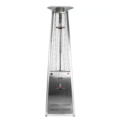 Lava Heat 2G Triangle Flame Tower Heater 92.5-inch 66 K BTU Remote Control Push Button Ignition Stainless Steel Natural Gas - AL8RGS - White Background