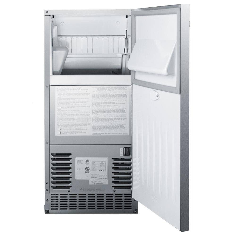 Bull 13200 60 Lb. 15-Inch Outdoor Rated Commercial Ice Maker - Front With Door Open