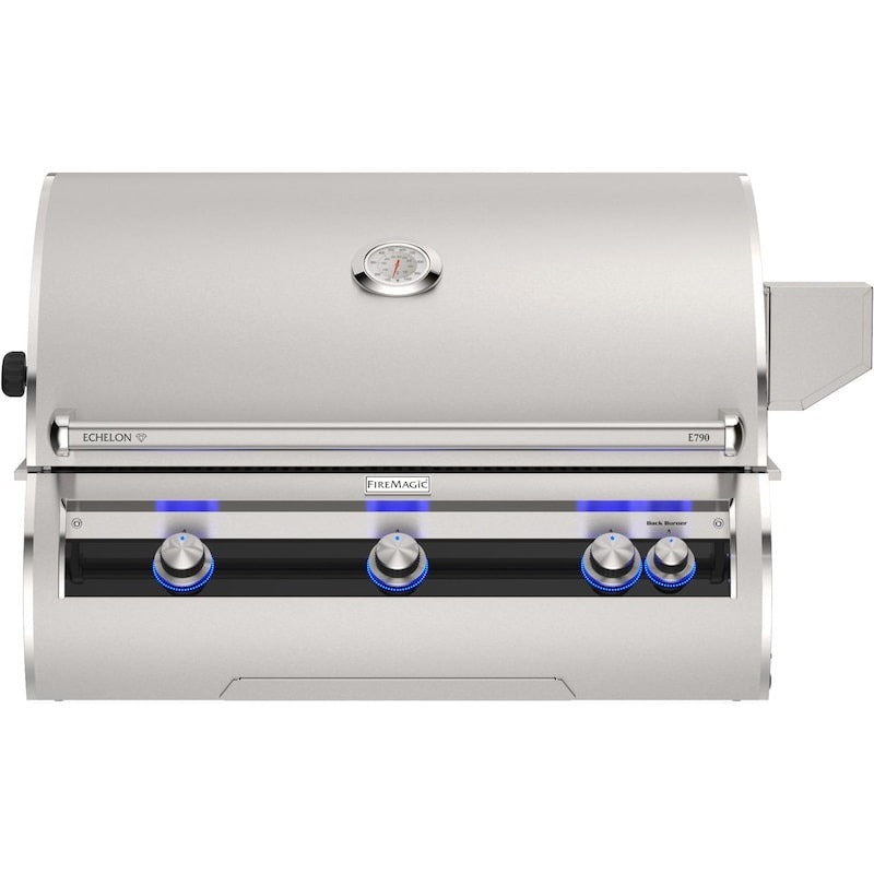 Fire Magic E790I-9LAN 36-Inch Built-In Natural Gas Grill w/ Rotisserie, Left Side Infrared Burner & Analog Thermometer - White Background