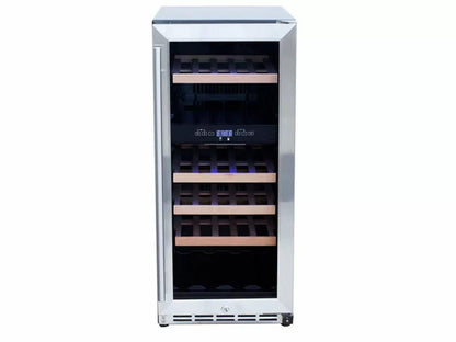 Summerset 15-Inch Outdoor Rated Dual Zone Wine Cooler - RFR-15WD - Front Empty View